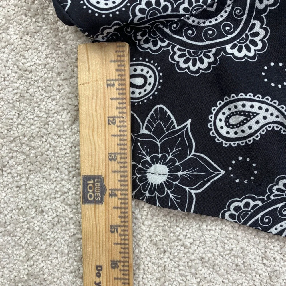 Cove Mens 36 Black White Paisley Bandana 5 Inch Inseam Short Running Gym  Casual